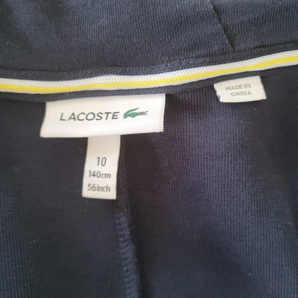 Lacoste Unisex Kid's Branded Logo Hooded Zip-up Sweatshirt Grey Navy 10 years - Picture 3 of 4